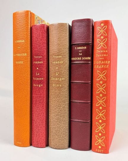 DERÈME (Tristan). A 5-volume set in 12mo format, f
