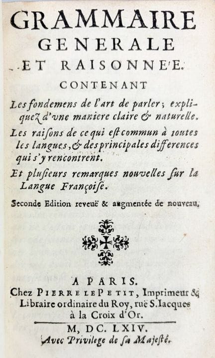 [ARNAULD (Antoine) y Claude LANCELOT]. Gramática g