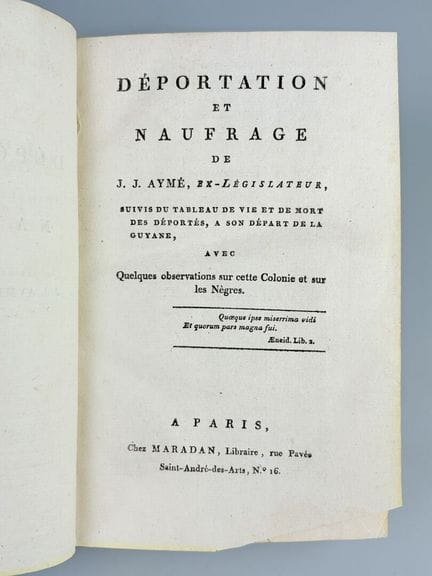 [Guayana] AYMÉ (Jean-Jacques). «Deportación y nauf