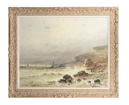 E. DOMINIQUE (XXe siècle).
Côte rocheuse animée ba