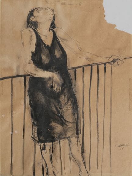 Salvatore SALVEMINI (1925-2006).
Femme au balcon.
