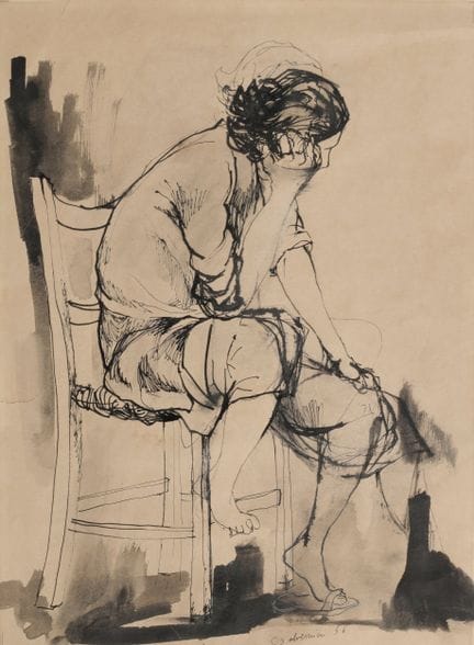 Salvatore SALVEMINI (1925-2006).
Jeune femme accou
