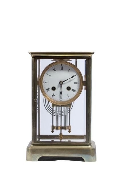 Reloj de jaula de latón y cristal, que se abre med