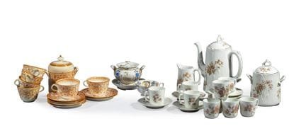 Juego de té y café compuesto por seis tazas y seis
