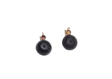 Pair of 750°/°° yellow gold hoop earrings adorned 