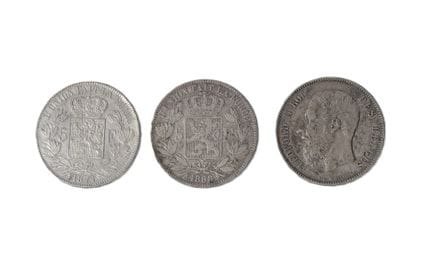 3 x 5 FRANCHI belgi Leopoldo II (1868, 1871 e 1876