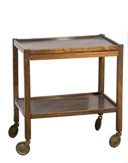 Carrito de servicio con ruedas, de madera natural,