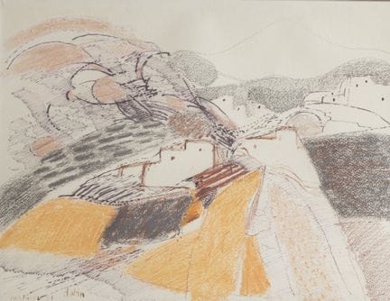 Joël DABIN (1933-2003).
Paesaggio.
Matita, firmato