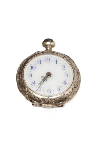 Montre de col en or jaune 750°/°° avec cache pouss