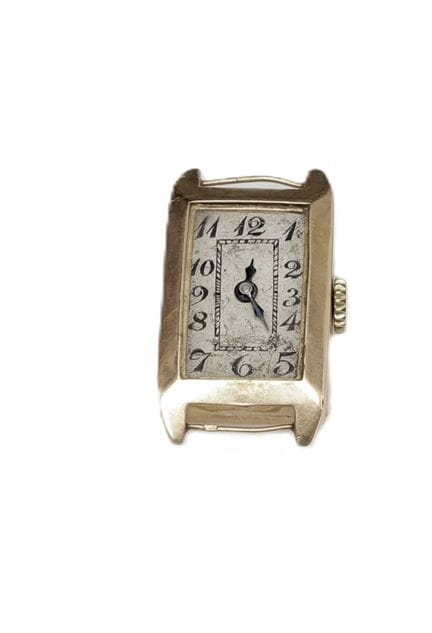 Montre de Dame à boîtier rectangulaire en or jaune