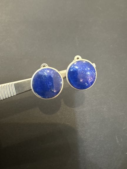 Paire de clips d'oreilles en argent 800°/°° et lap