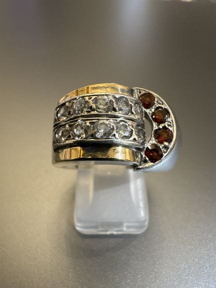 Bague en argent 800°/°° et or jaune 750°/°° (doubl