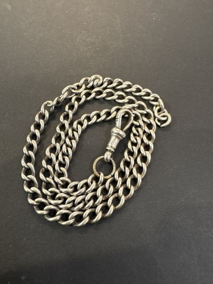 Vintage 800°/°° silver watch chain. Length: 40 cm.