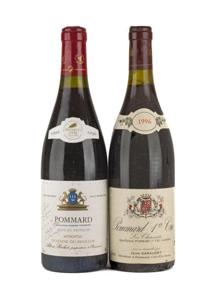 2 botellas: 1 POMMARD 1996 1er Cru "Les Charmots" 