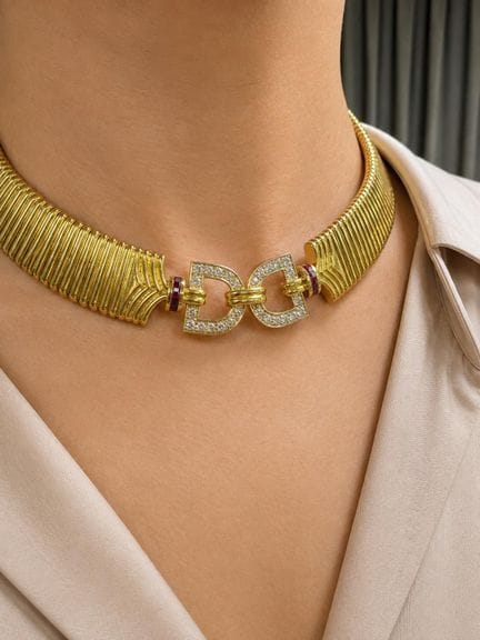 IMPORTANT COLLIER "SPIROTUBE" OR RUBIS ET DIAMANTS