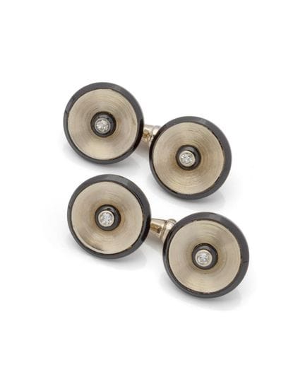 Paire de BOUTONS de MANCHETTES circulaires en or g