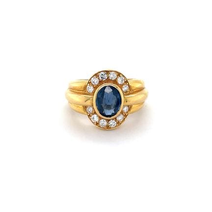 BAGUE SAPHIR ET DIAMANTS
Large BAGUE en or jaune (