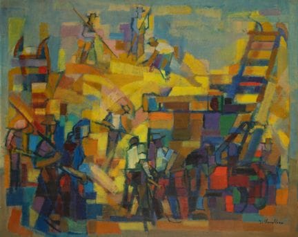 Jean CHEVOLLEAU (1924-1996)
Scène de battage
Huile