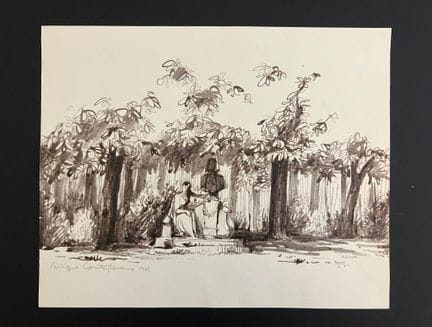 LANDSCAPES. Set of 2 ink drawings, 1970–71.
Signed