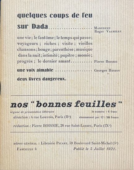 OUR HIGHLIGHTS 
"A Few Shots Fired at Dada" and ot