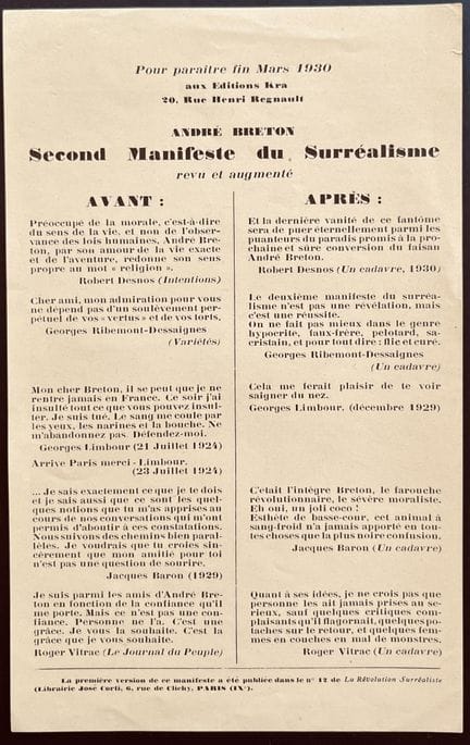 ANDRE BRETON 
Second Manifesto of Surrealism (fort