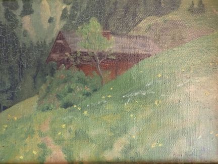 安妮·马丁《木屋》，油画，画布粘贴于纸板上，SBD，1934年作，15×23厘米