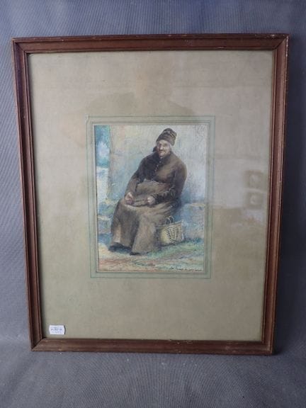 E. 福尔茨 《巴斯克地区的老年妇女》，粉彩画，SBD，标注1913年，尺寸：23 x 16.5 厘