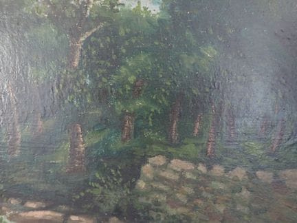 《HITRAM？科雷兹省的科雷兹河畔》，1918年7月15日，纸板油画，背面有签名、题名及地点标注，