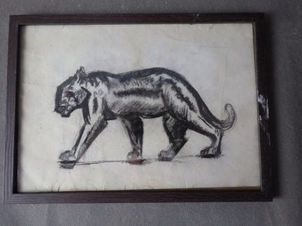 Panther, Kohle und Kreide, D: 20 x 29 cm