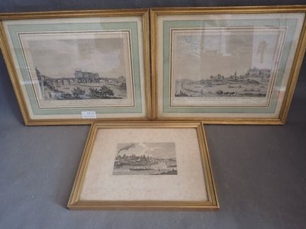 Set aus drei Stichen mit Landschaftsmotiven, darun