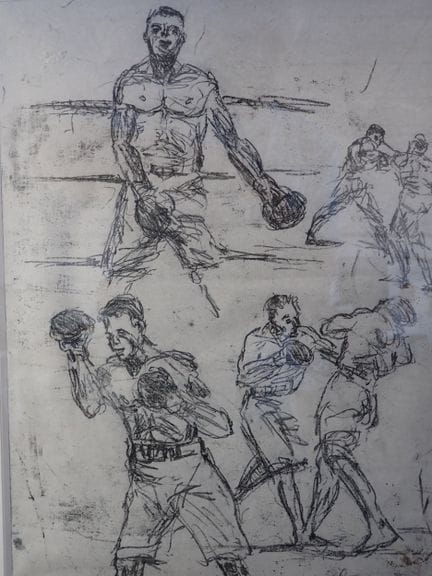 Jean LASCOUMES (1937), „Boxer“, schwarze Kreide, S