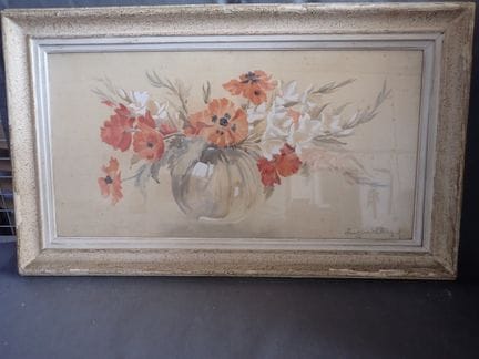 欧仁·勒利弗尔，《花束静物》，水彩与水粉画，SBD D：42.5 × 85 厘米（有斑点）