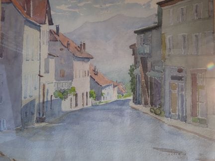 GAIEA? Gasse, Aquarell, signiert „SBD“, datiert 19
