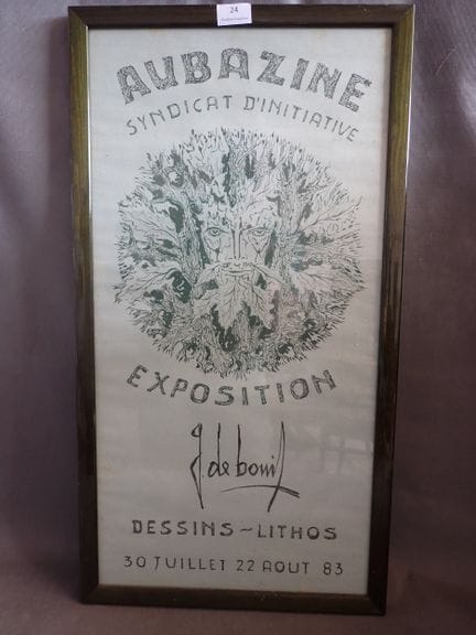 GUIDO DE BONIS 奥巴津展览海报，1983年8月22日，68 x 35厘米（可见部分，有