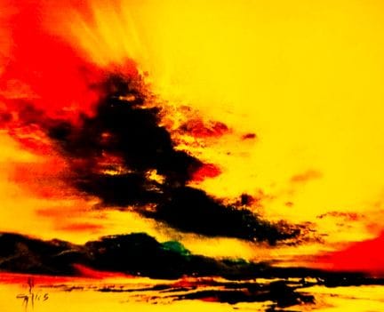 CHRIS 

《“奥雷利斯”》 海景。丙烯画，使用画笔和画刀在40 x 50 厘米画布上创作，正反