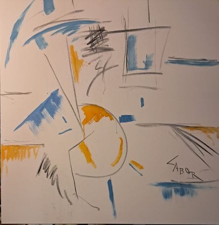 罗伯特·拉博尔

《当代极简主义抒情画 06》 布面油画与木炭画 100 x 100 厘米，附签名。