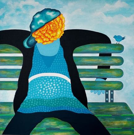 JIDEKA Jocelyne

《青春》“花之人物”系列 丙烯与墨水画布 80 x 80 厘米 附