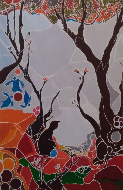 DOMEC 安妮

《冥想》 纸本丙烯画 59 x 38 厘米（装裱后尺寸 87 x 66 厘米），