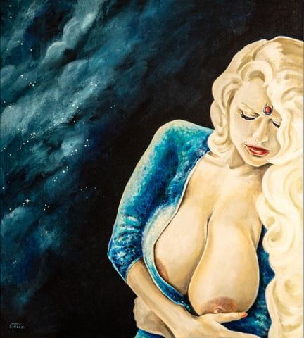 STOCCO 

《神秘的绿松石女士》 90 x 100 厘米 丙烯画

该拍品位于比利时，并将从该