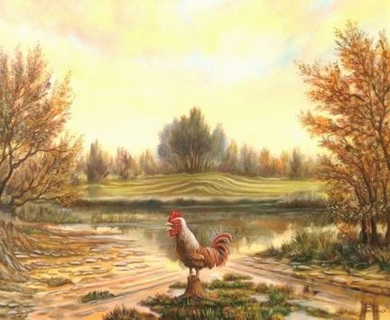 LANCIAUX Jean-Michel

«El canto del gallo». Óleo s