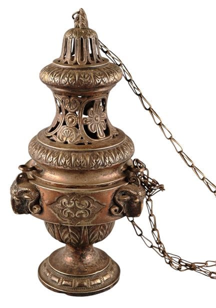[ Religiosa ] Incensiere in metallo con decorazion
