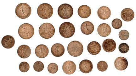 [Frankreich] Sammlung zahlreicher Silbermünzen: 9 