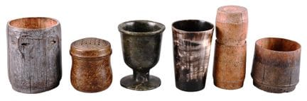 Bellissimo set di 6 recipienti africani in legno, 