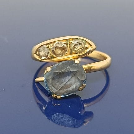 Bague en or jaune 750‰ de type toi et moi sertie d