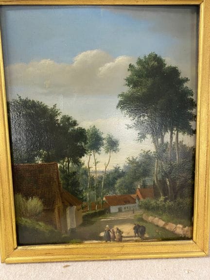 Malerei des 19. Jahrhunderts
Belebte Dorfstraße
Öl