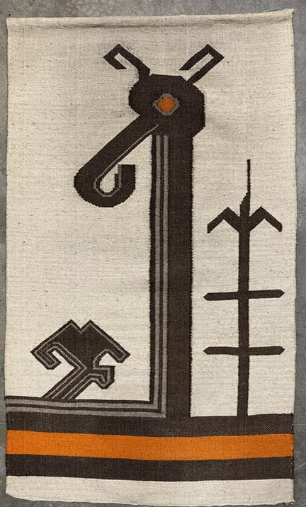 Wollwandteppich mit einem zoomorphischen Motiv und