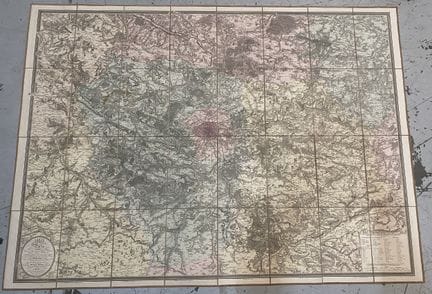 Umgebung von Paris 
Auf Leinwand aufgezogene Karte