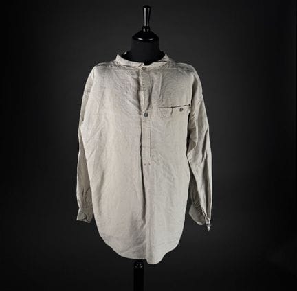 Camicia-giacca stile "bourgeron", in tela grezza, 