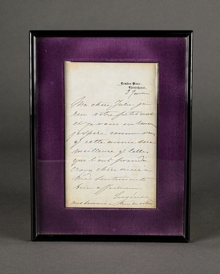 Eugénie Impératrice Lettre autographe de Camden Pl