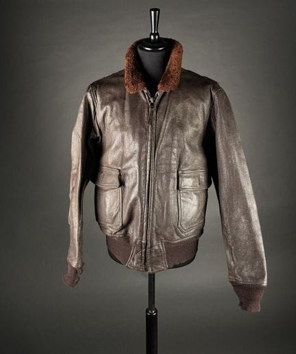 Fliegerjacke, Modell G1, aus braunem Leder, mit Pe